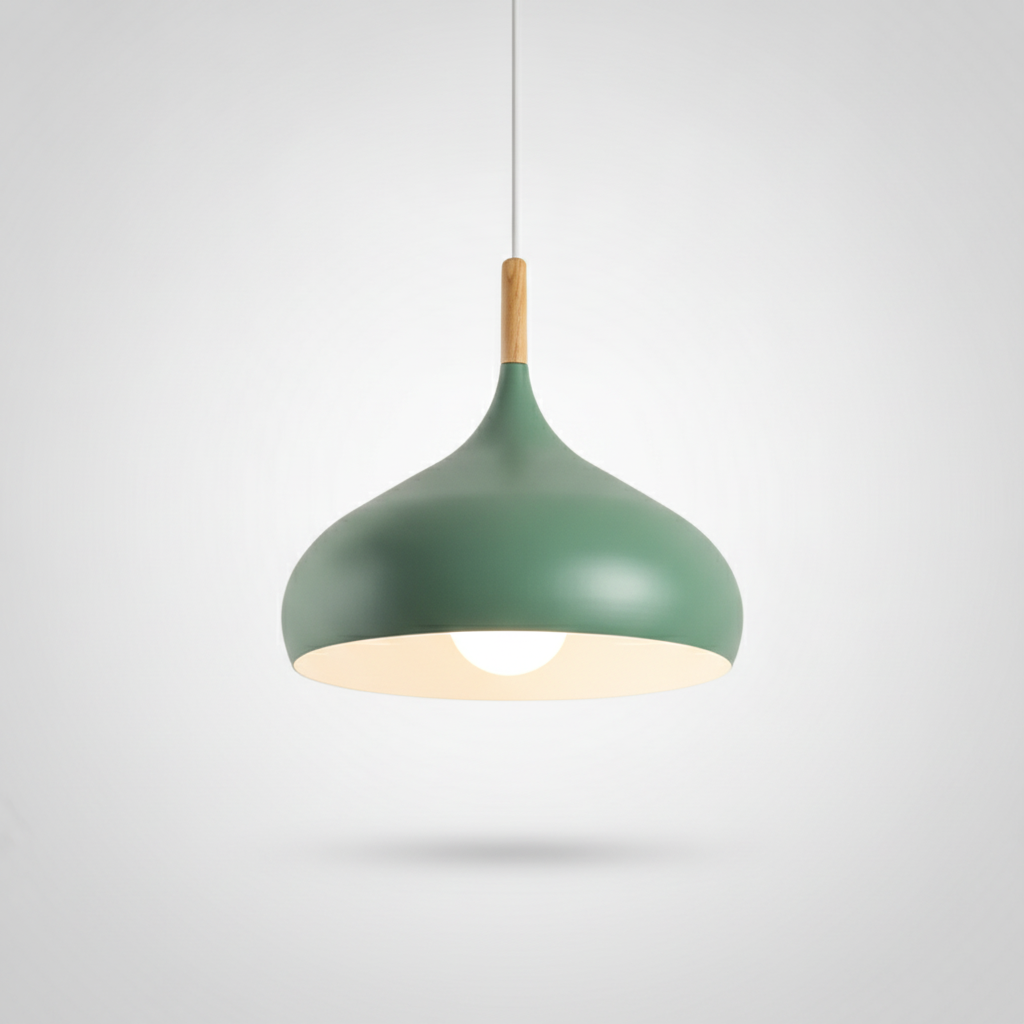 Suspension Dôme en Aluminium et Bois Design Nordique