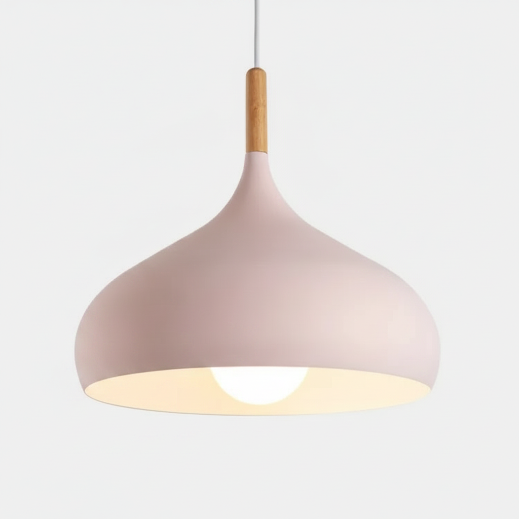 Suspension Dôme en Aluminium et Bois Design Nordique