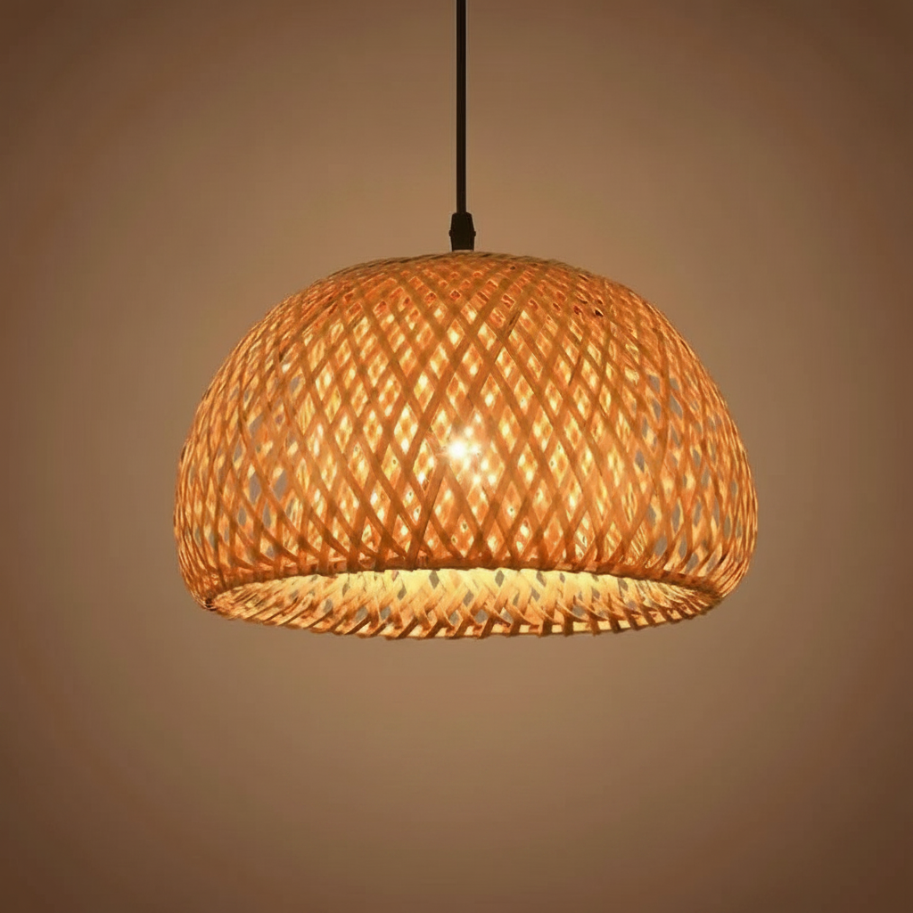 Suspension Dôme en Bambou Tressé Design Bohème