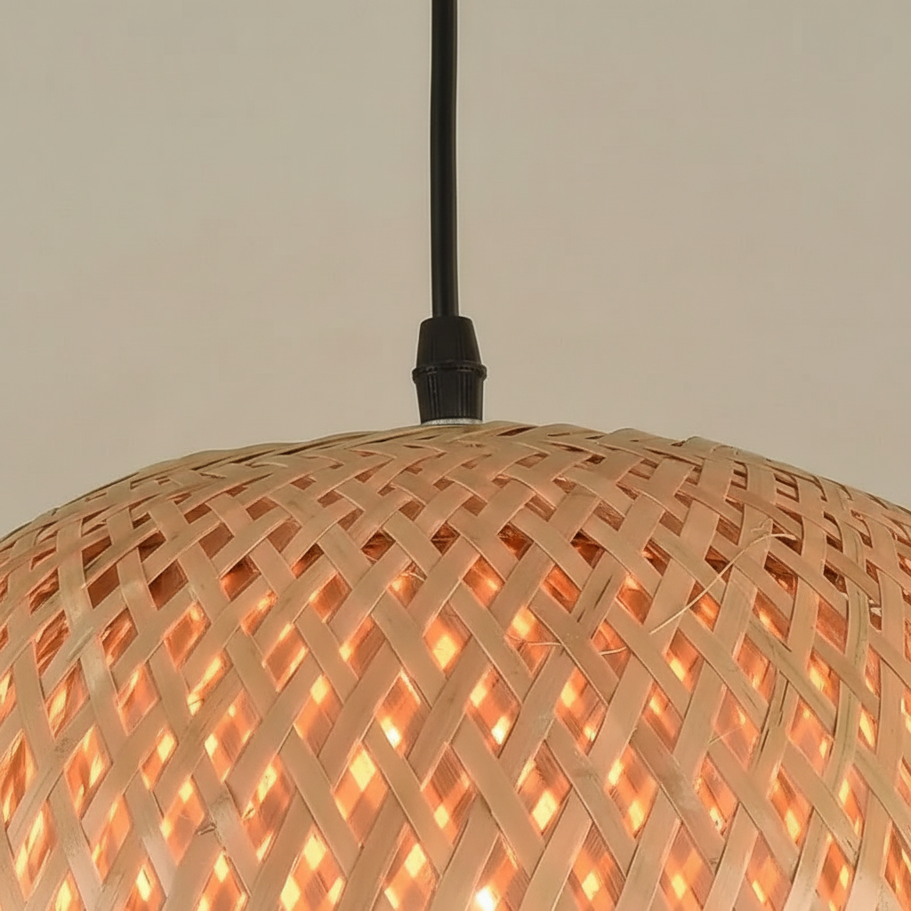 Suspension Dôme en Bambou Tressé Design Bohème