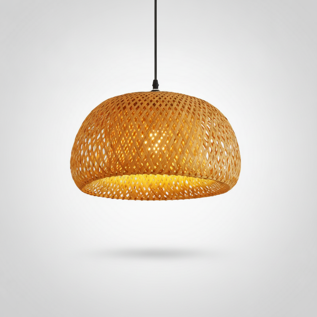 Suspension Dôme en Bambou Tressé Design Bohème