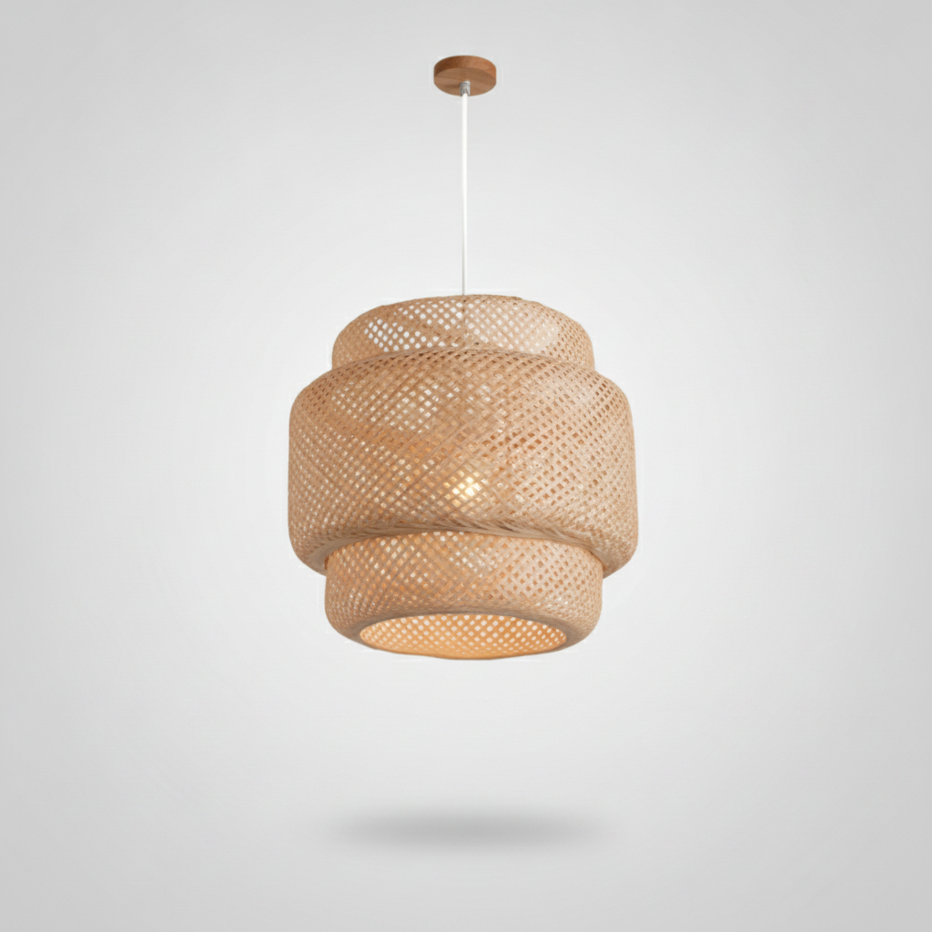 Suspension Dôme en Bambou Tressé Design Vintage