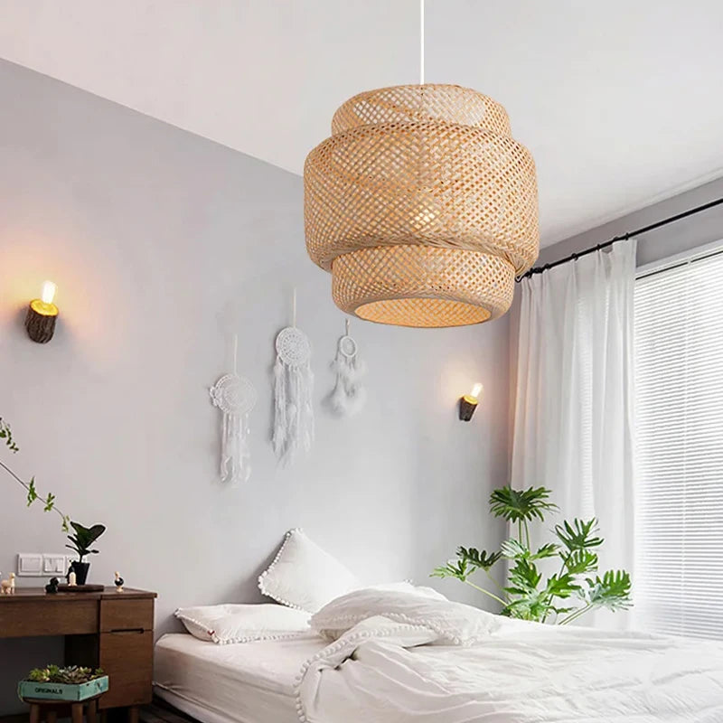 Suspension Dôme en Bambou Tressé Design Vintage