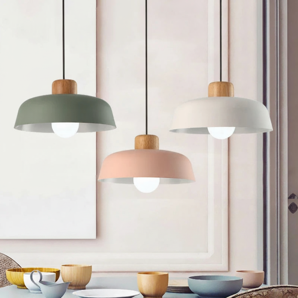 Suspension Dôme en Bois et Métal Design Nordique