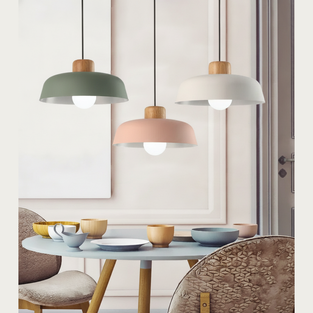 Suspension Dôme en Bois et Métal Design Nordique