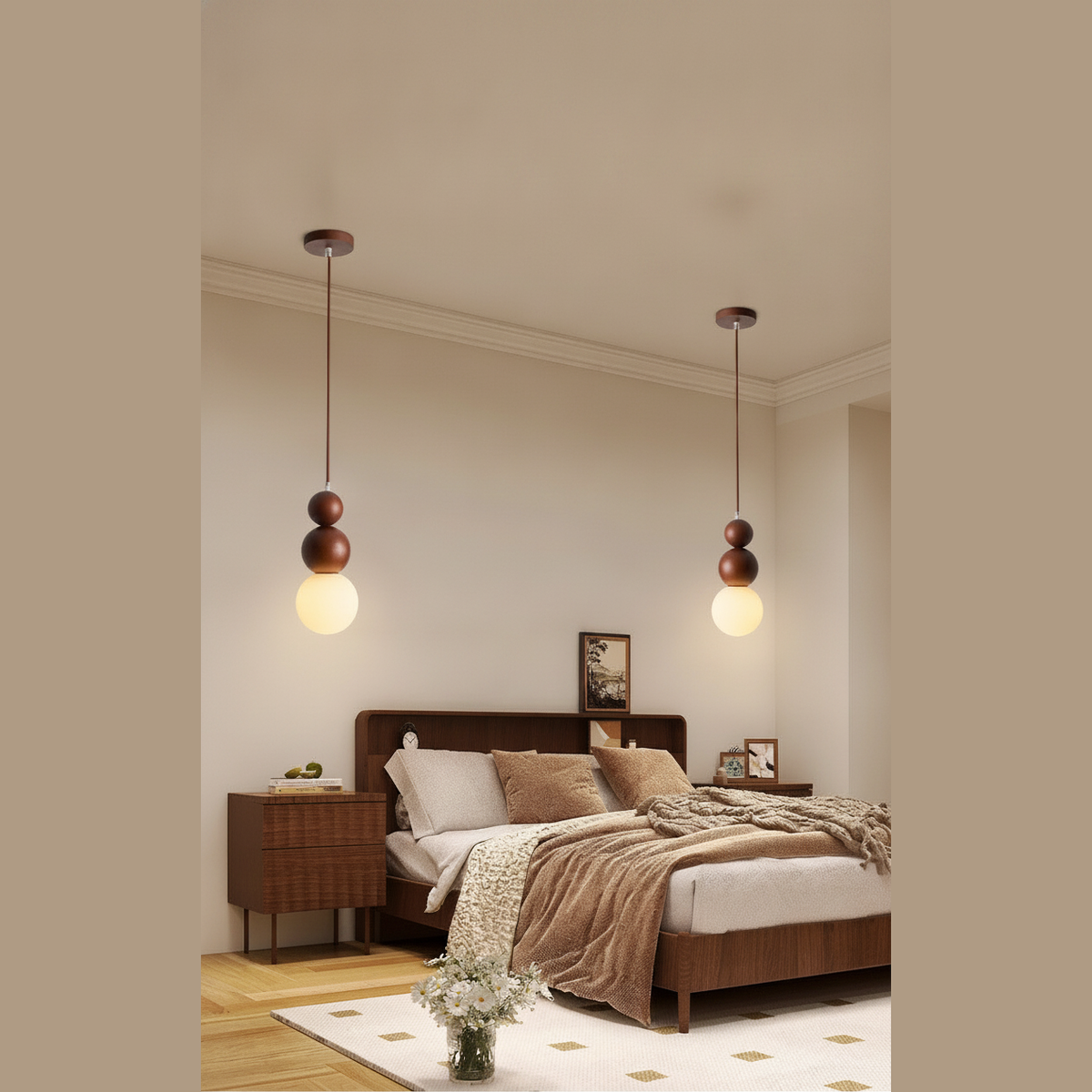Suspension en Bois et Verre Design Japonais