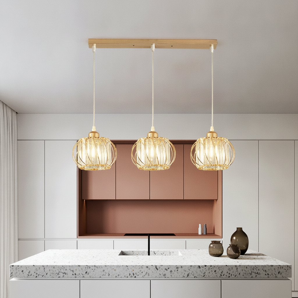Suspension en Cristal et Fer Design Industriel Image