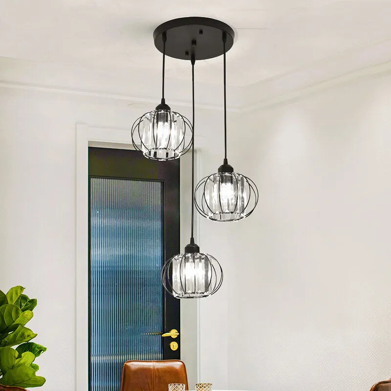 Suspension en Cristal et Fer Design Industriel