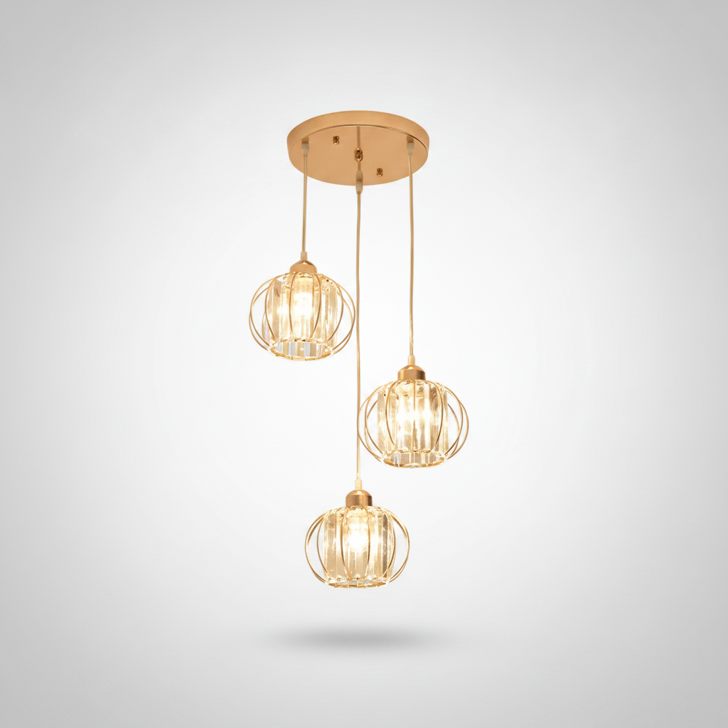 Suspension en Cristal et Fer Design Industriel