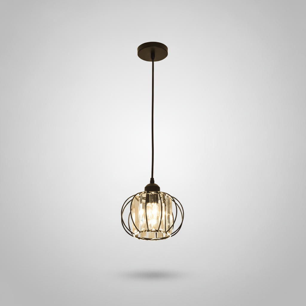 Suspension en Cristal et Fer Design Industriel