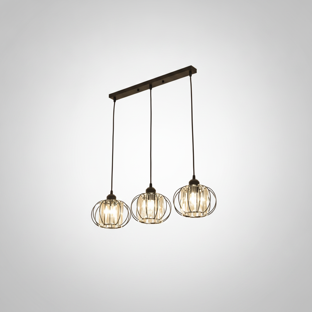 Suspension en Cristal et Fer Design Industriel