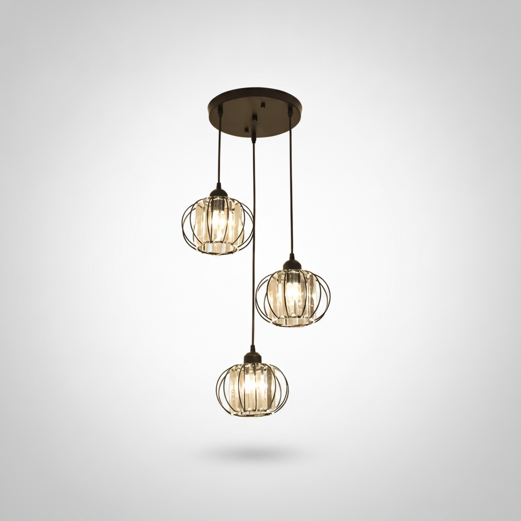 Suspension en Cristal et Fer Design Industriel