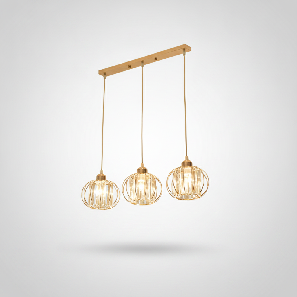 Suspension en Cristal et Fer Design Industriel