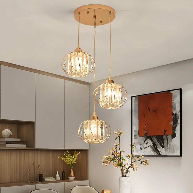 Suspension en Cristal et Fer Design Industriel