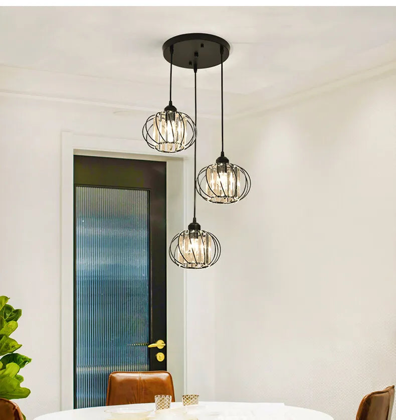 Suspension en Cristal et Fer Design Industriel
