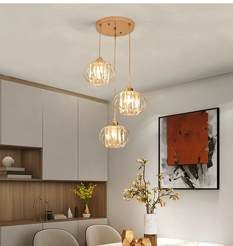Suspension en Cristal et Fer Design Industriel