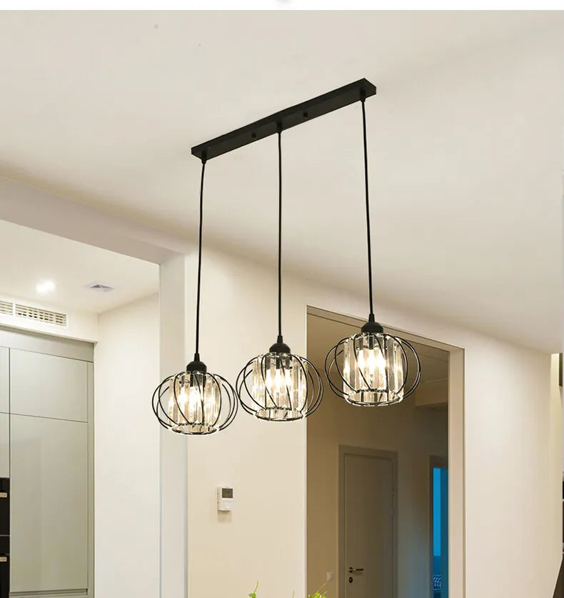 Suspension en Cristal et Fer Design Industriel