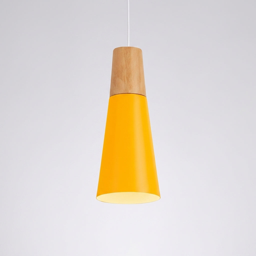 Suspension Métal et Bois Nordique Formes Géométriques - B - Jaune