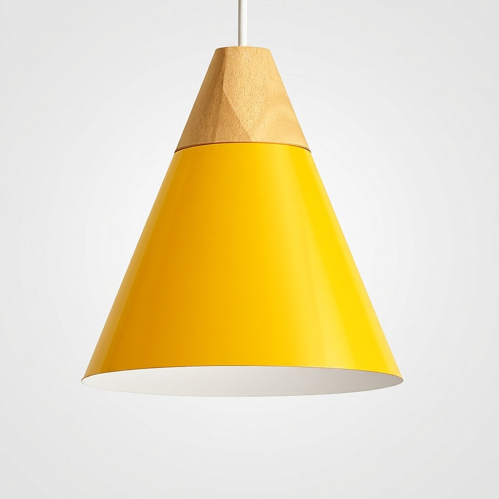 Suspension Métal et Bois Nordique Formes Géométriques - C - Jaune