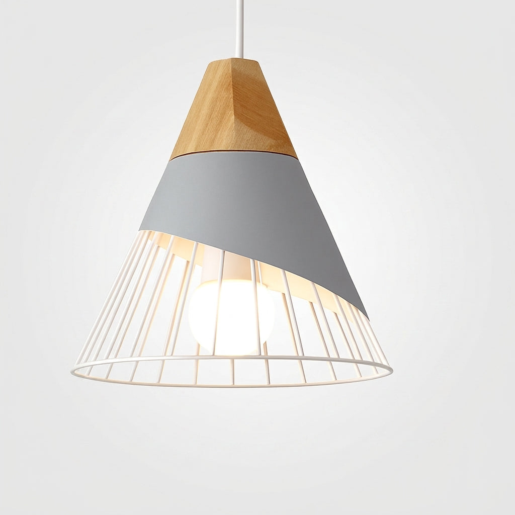 Suspension Métal et Bois Nordique Formes Géométriques - D - Gris
