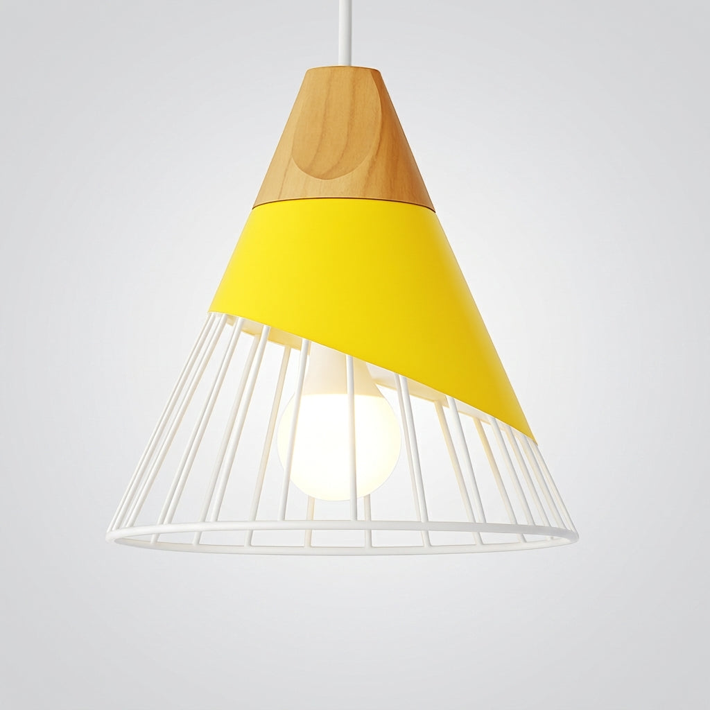 Suspension Métal et Bois Nordique Formes Géométriques - D - Jaune