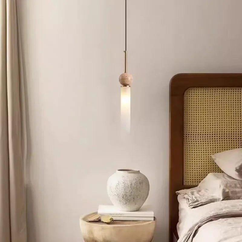 Suspension en Pierre et Verre Design Wabi-Sabi Crème
