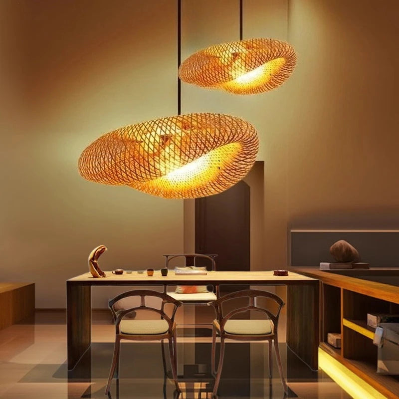 Suspension en Rotin et Bambou Tressé Design Bohème Image