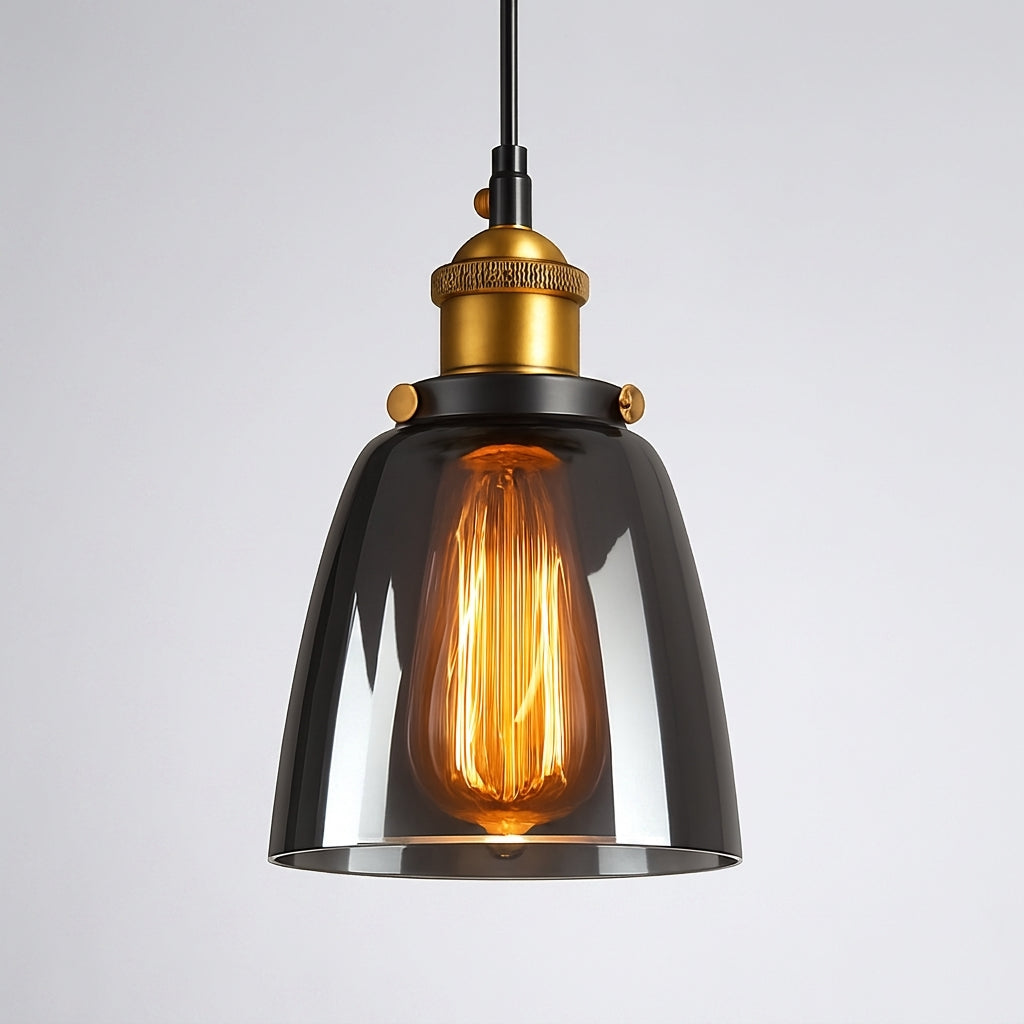 Suspension Verre Fumé Vintage Style Industriel - A