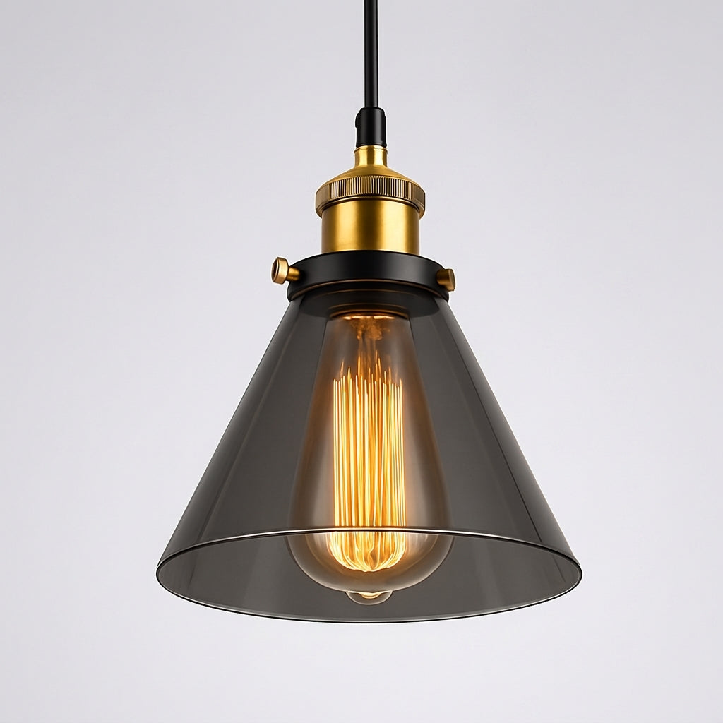 Suspension Verre Fumé Vintage Style Industriel - B