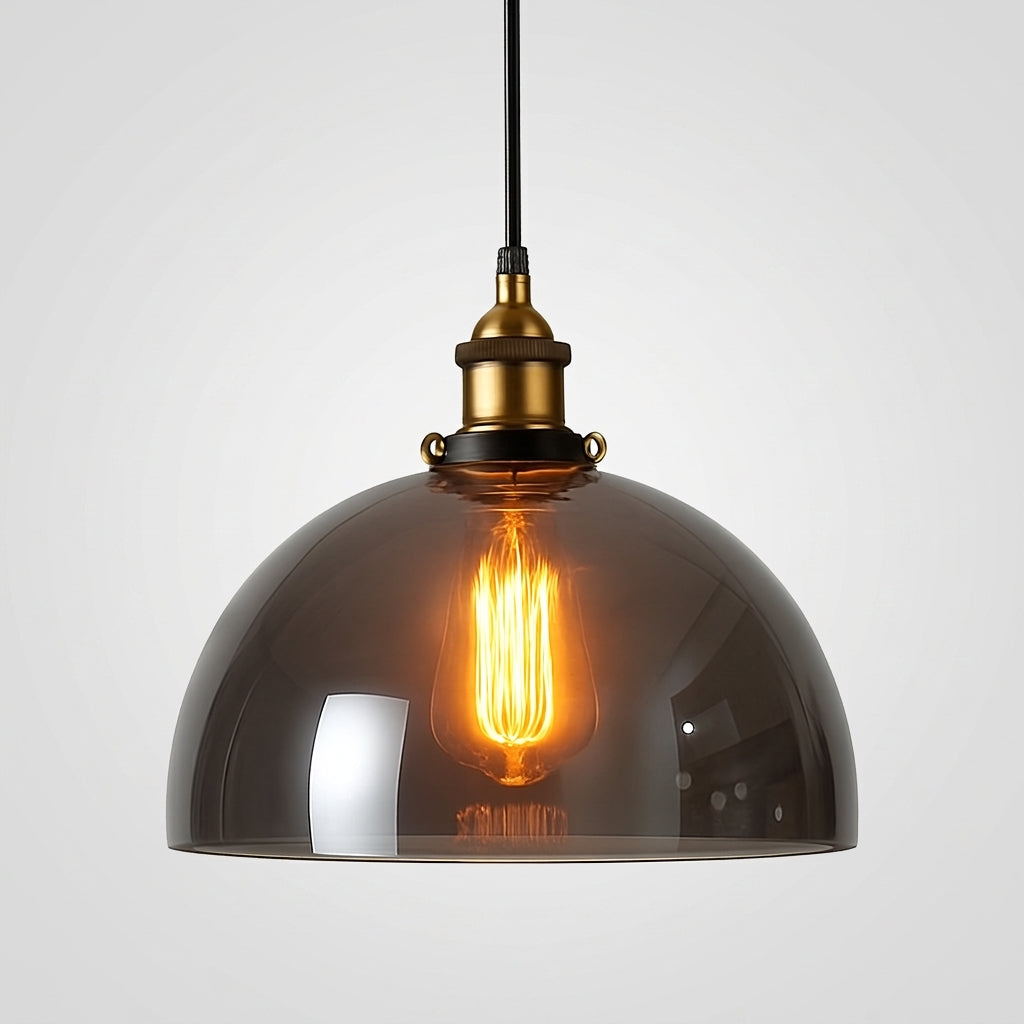Suspension Verre Fumé Vintage Style Industriel - D