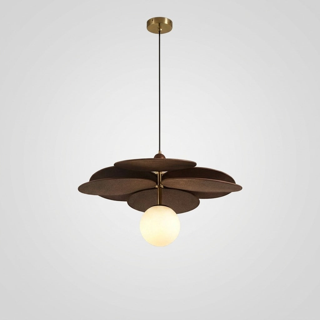 Suspension fleur en bois et métal design moderne