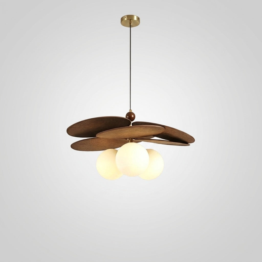 Suspension fleur en bois et métal design moderne
