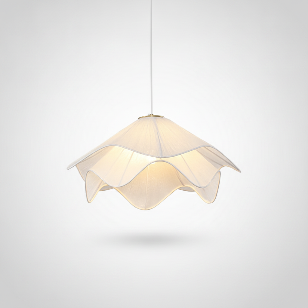 Suspension Fleur en Tissu et Rotin Design Moderne