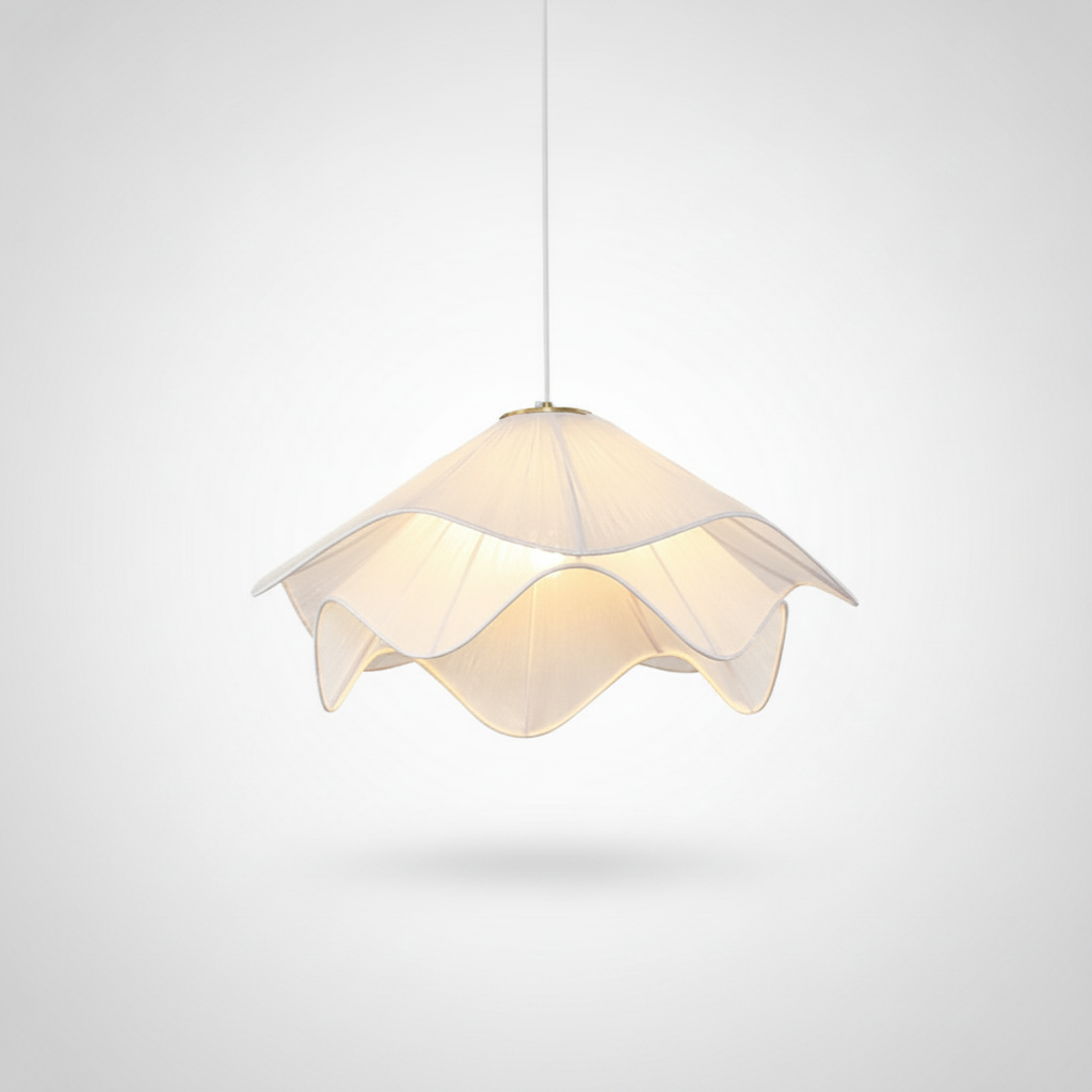 Suspension Fleur en Tissu et Rotin Design Moderne