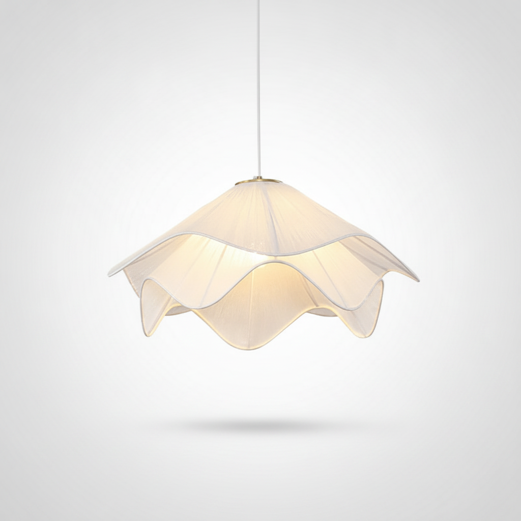 Suspension Fleur en Tissu et Rotin Design Moderne