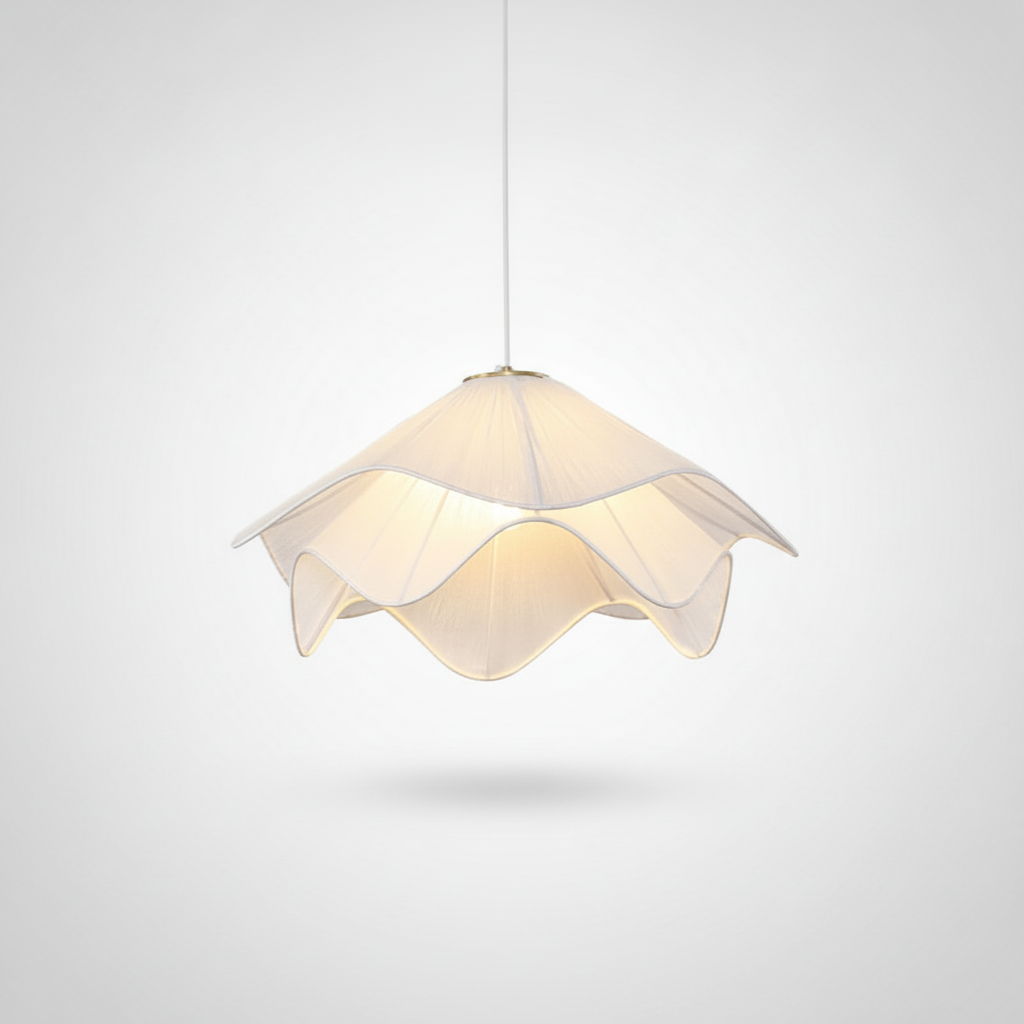 Suspension Fleur en Tissu et Rotin Design Moderne