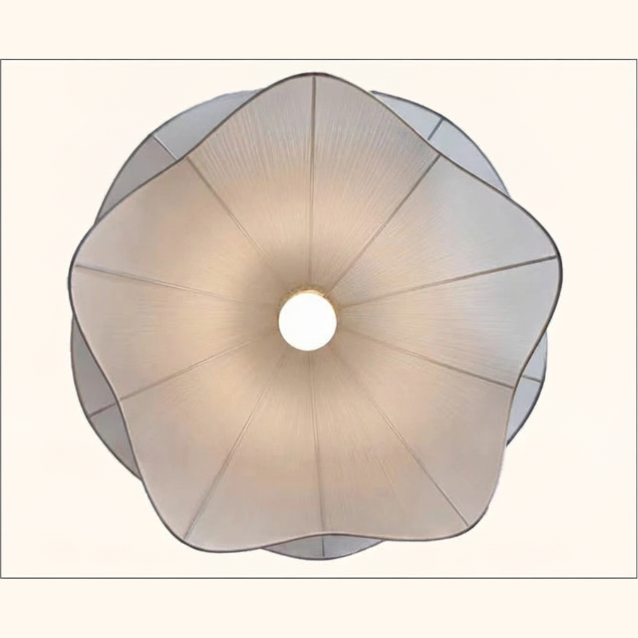 Suspension Fleur en Tissu et Rotin Design Moderne