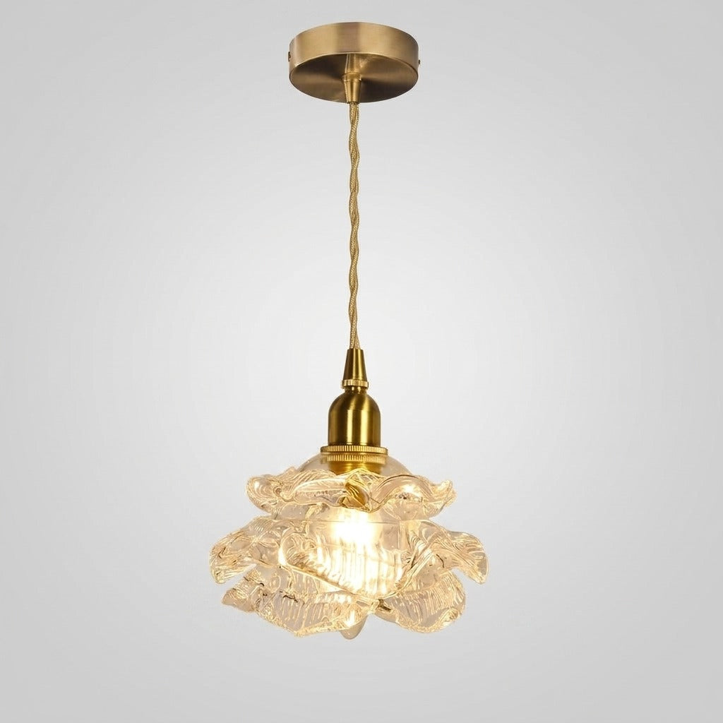 Suspension fleur en verre design vintage