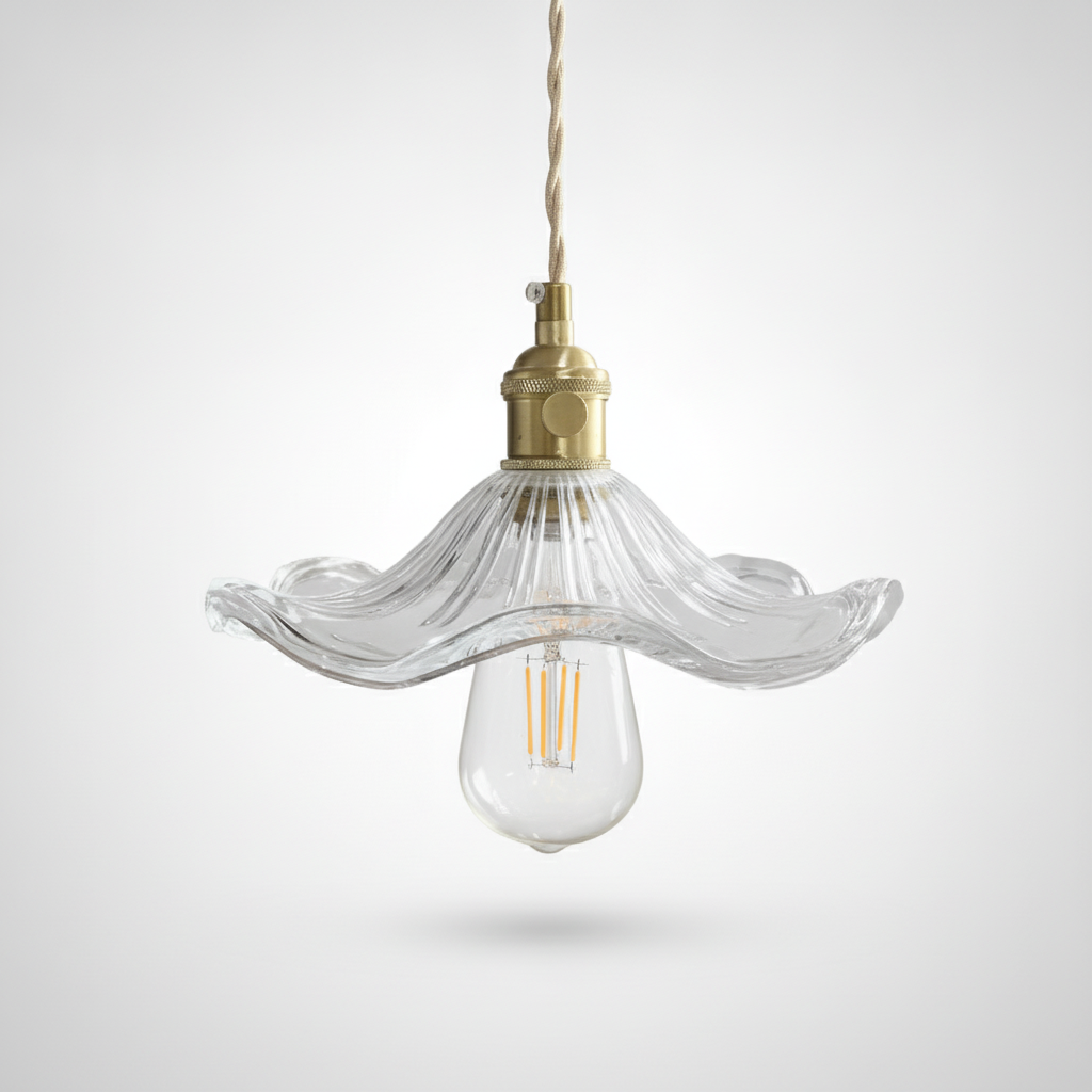 Suspension Florale en Verre et Cuivre Design Traditionnel