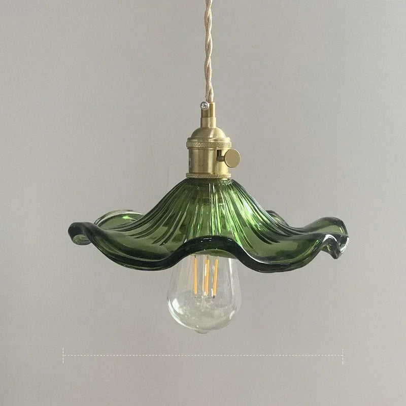 Suspension Florale en Verre et Cuivre Design Traditionnel