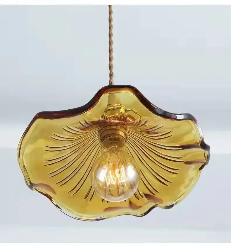Suspension Florale en Verre et Cuivre Design Traditionnel