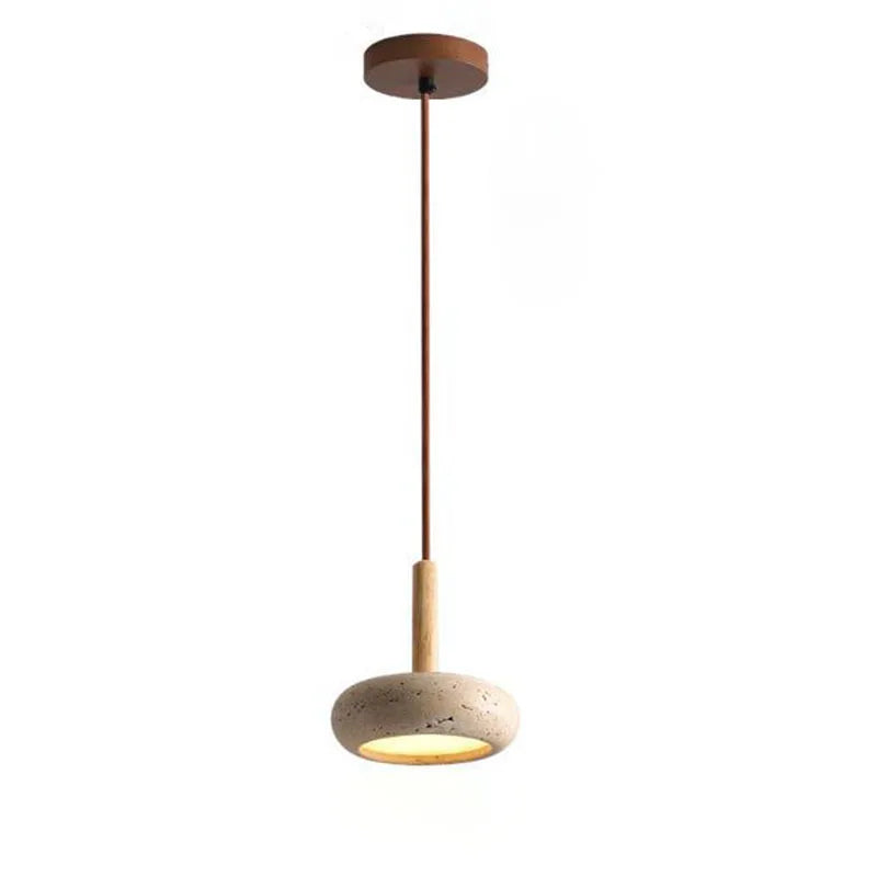 Suspension Galet en Travertin Design Japonais Wabi-Sabi