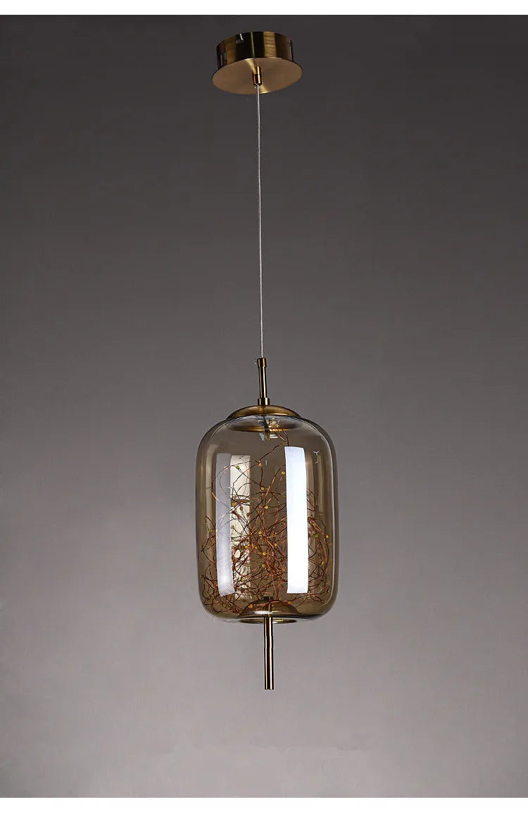 Suspension Lanterne en Verre Dimmable