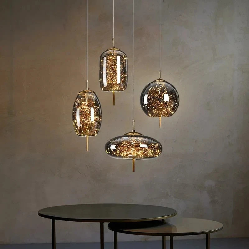 Suspension Lanterne en Verre Dimmable