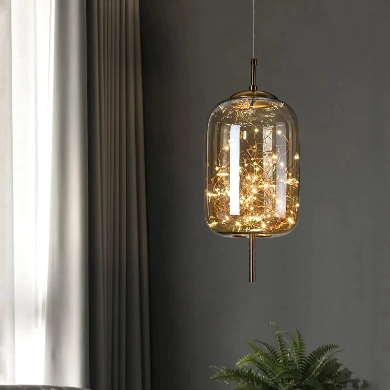 Suspension Lanterne en Verre Dimmable