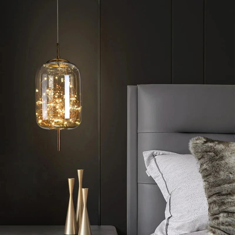Suspension Lanterne en Verre Dimmable