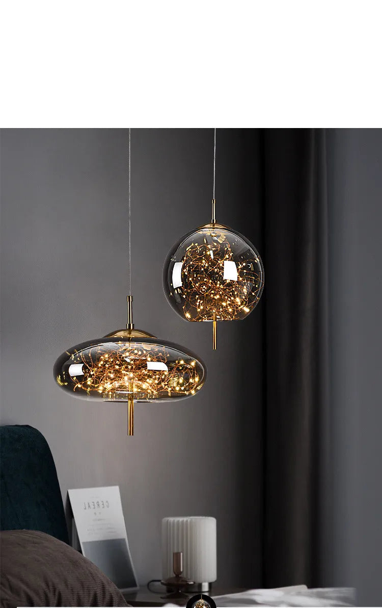 Suspension Lanterne en Verre Dimmable