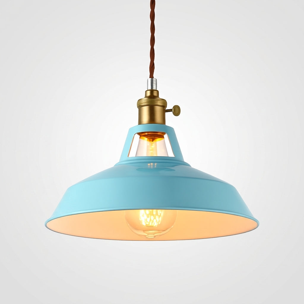 Suspension LED Métal Coloré Style Loft Industriel - Bleu