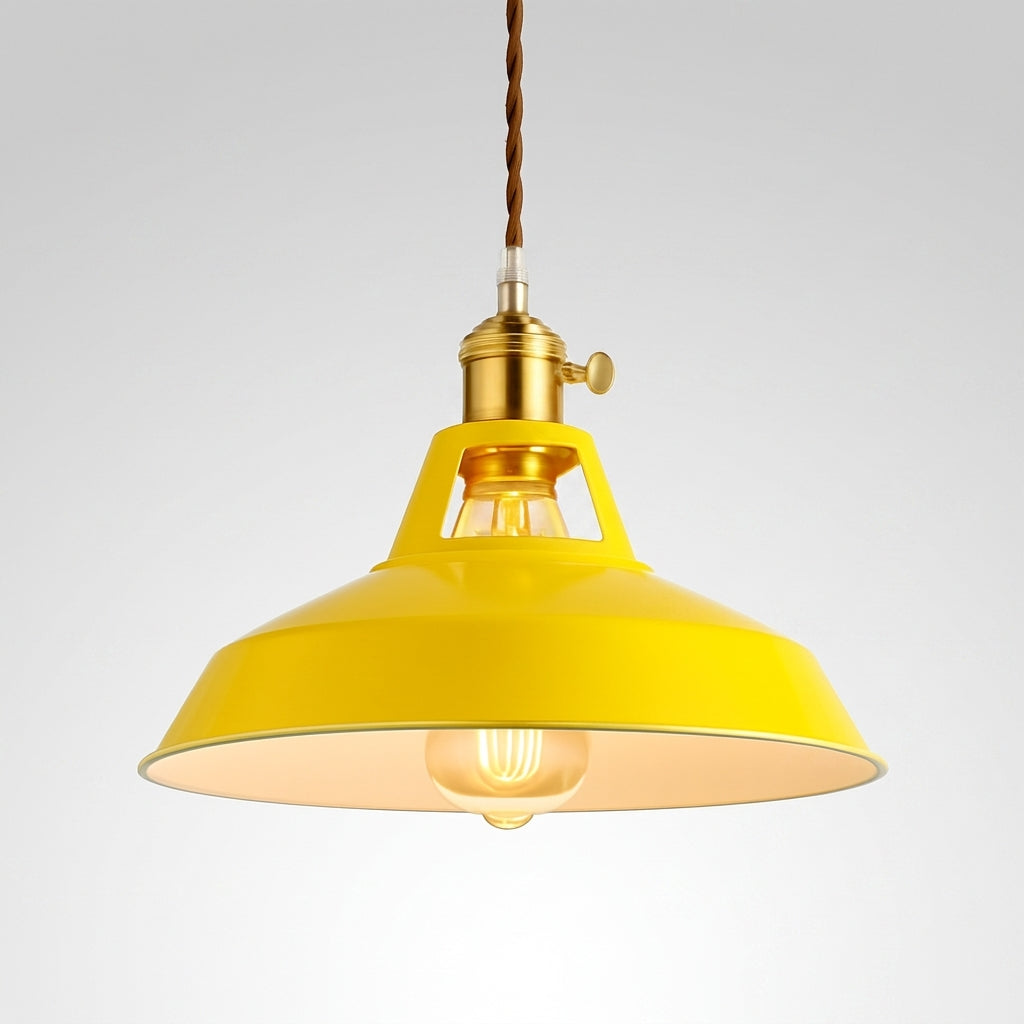 Suspension LED Métal Coloré Style Loft Industriel - Jaune