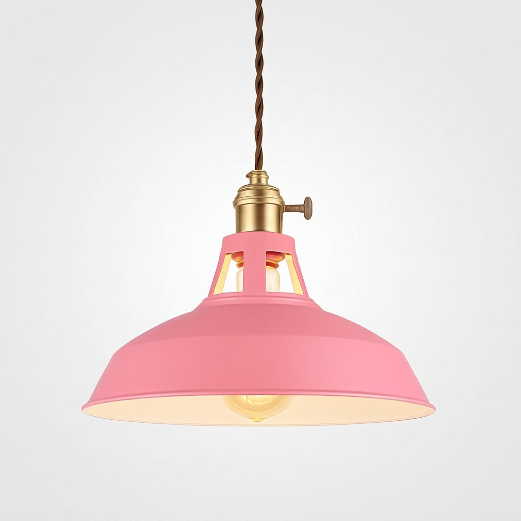 Suspension LED Métal Coloré Style Loft Industriel - Rose